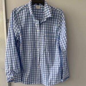 J. Crew Blue and White Gingham Women's Button Down Shirt